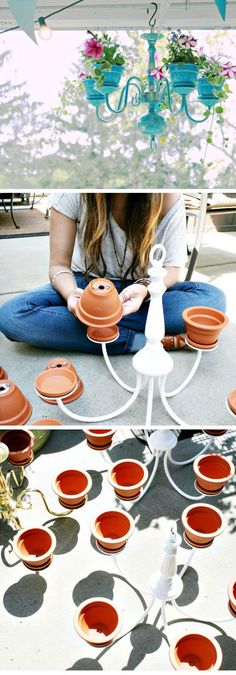 Beautiful pot plant chandelier ornaments to decorate your garden